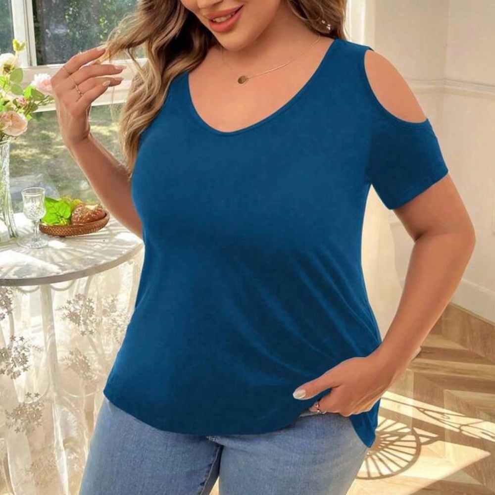 V-Neck Cold Shoulder Tee